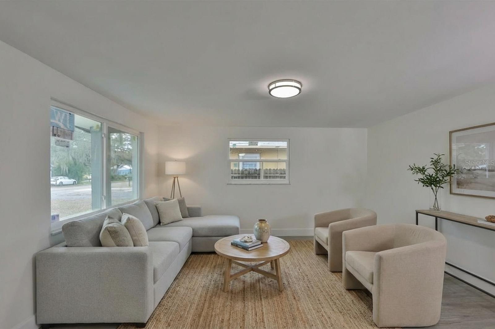 Living room virtually staged