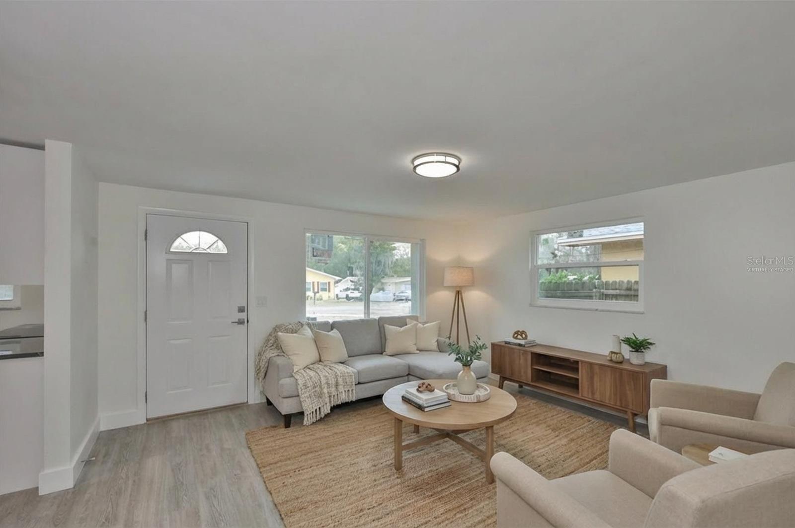 Living room virtually staged