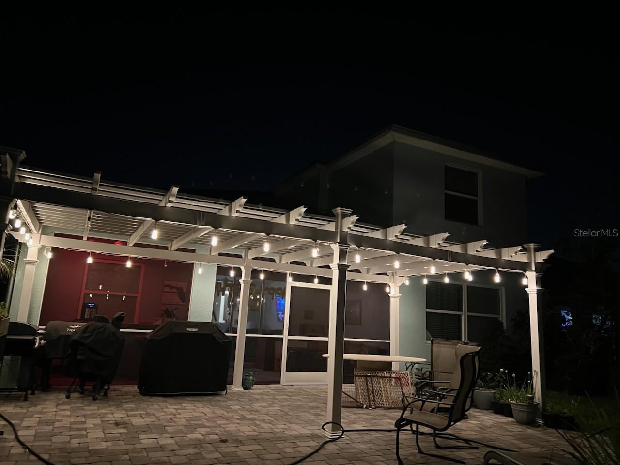 Pergola lights at night