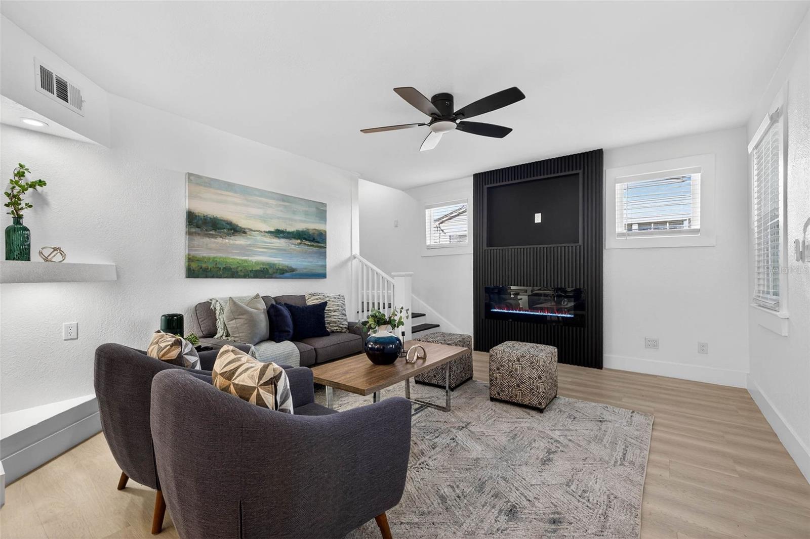 Living Room with a gorgeous new electric fireplace!