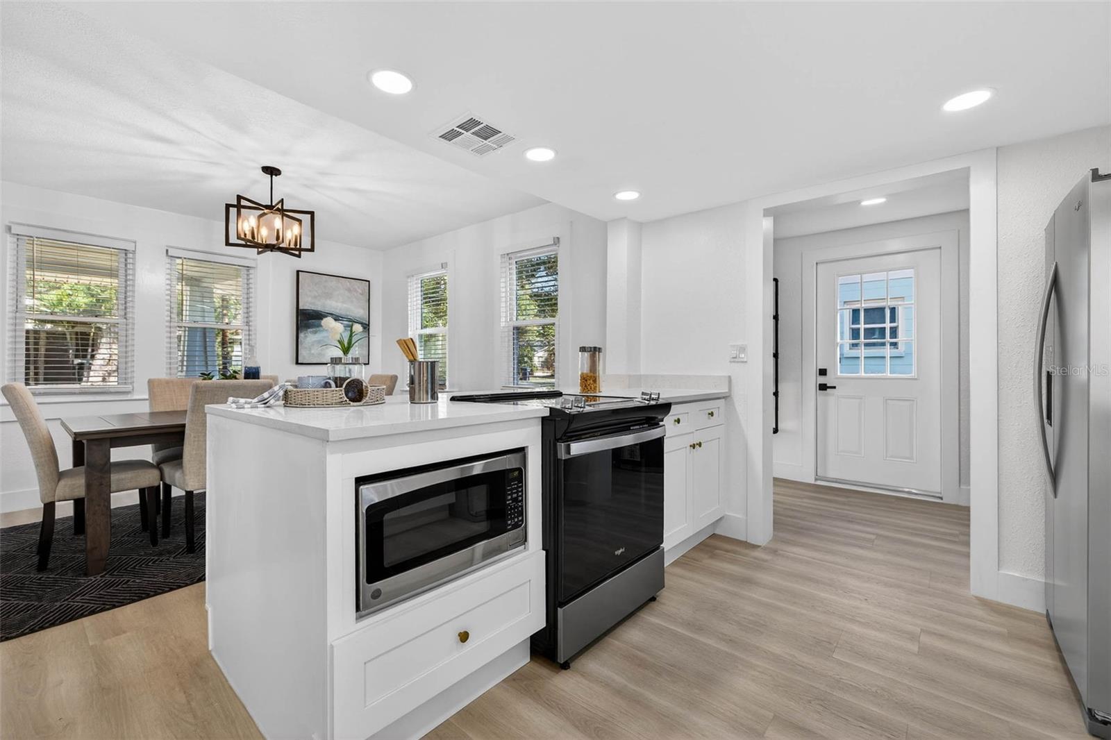 Kitchen with custom built in Microwave