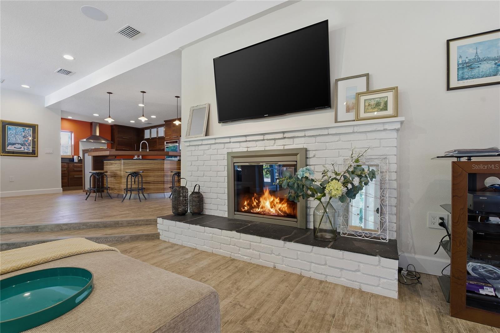 DOUBLE SIDED, WOOD BURNING FIREPLACE