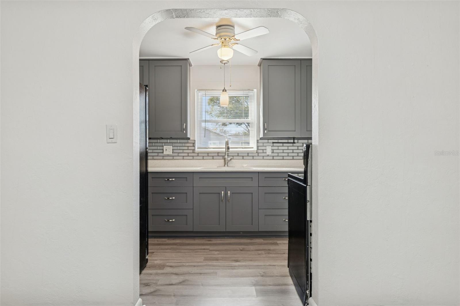 Kitchen with updated cabinets