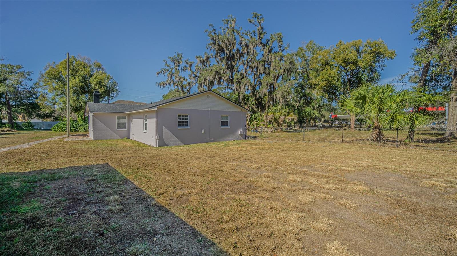 Sideyard and side of home.