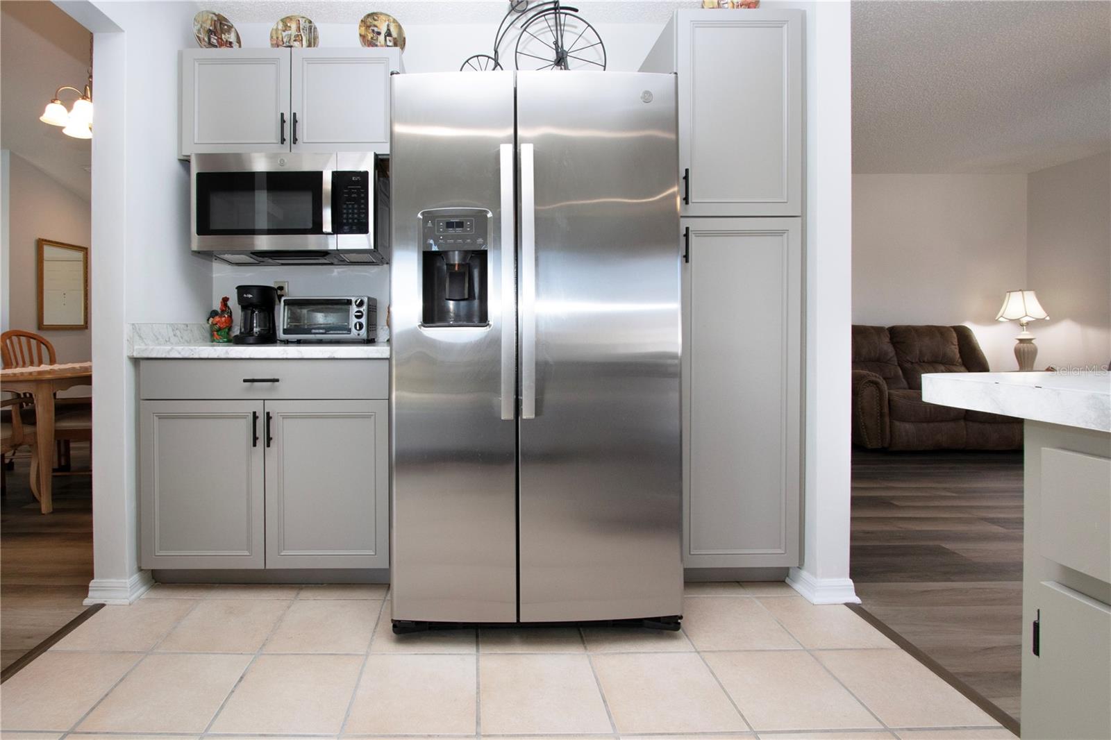 Stainless fridge and microwave