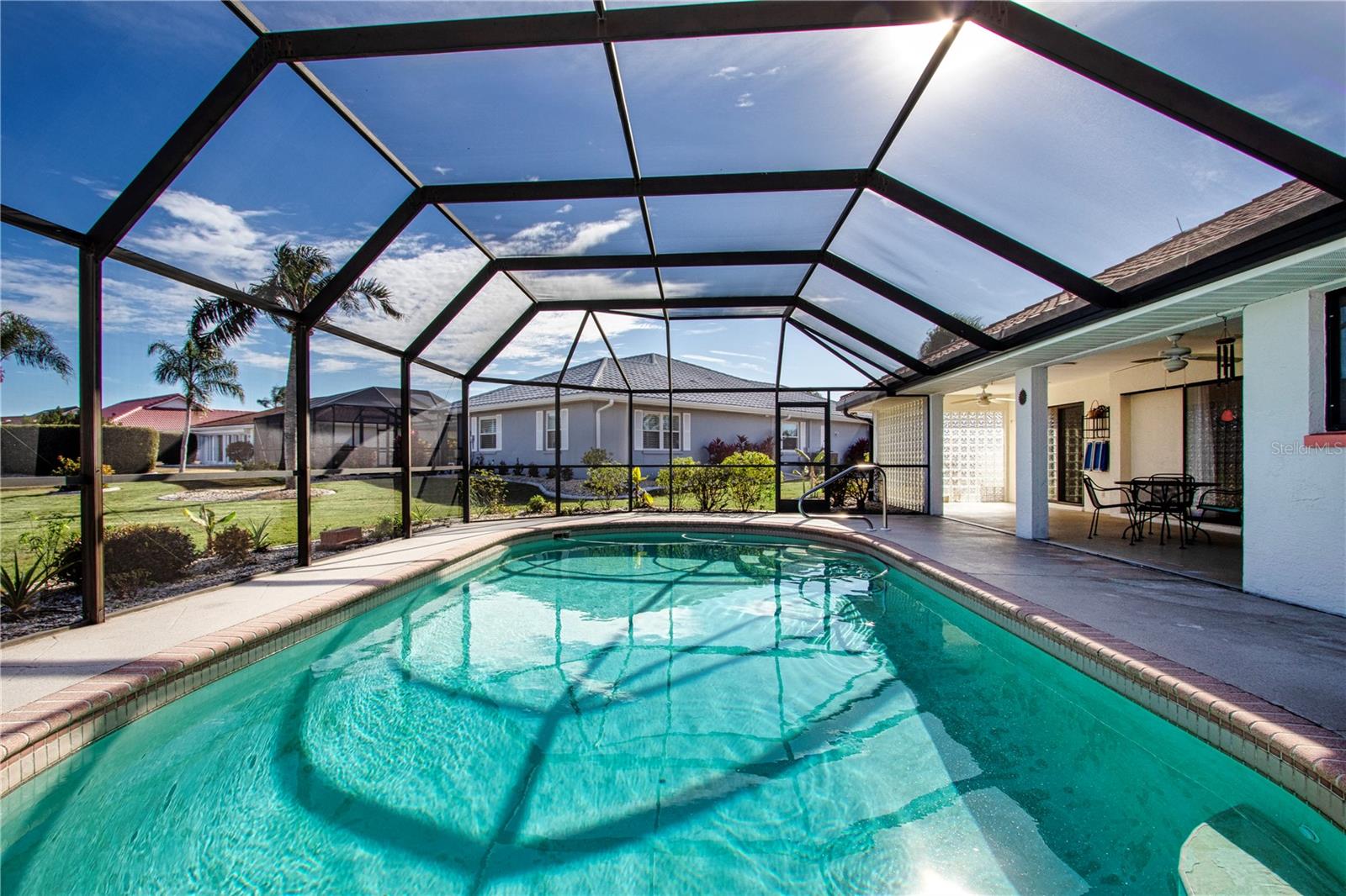Swimming pool with lanai view