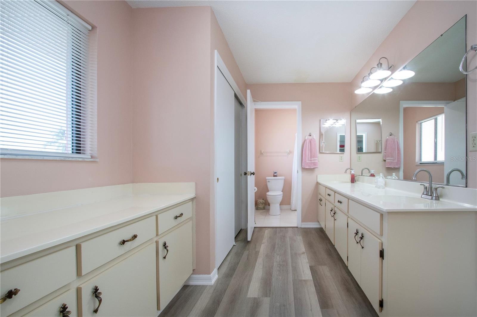 Master with dual sinks and long countertops