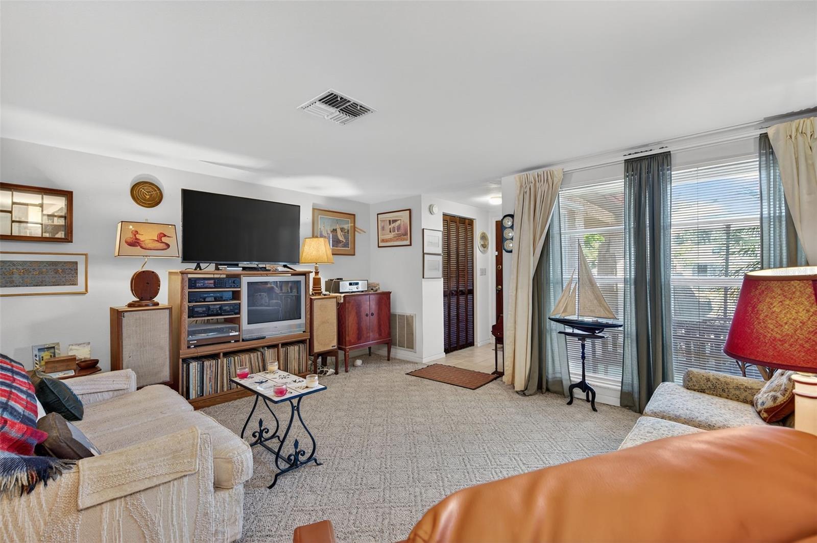 The inviting living room - note no popcorn ceilings