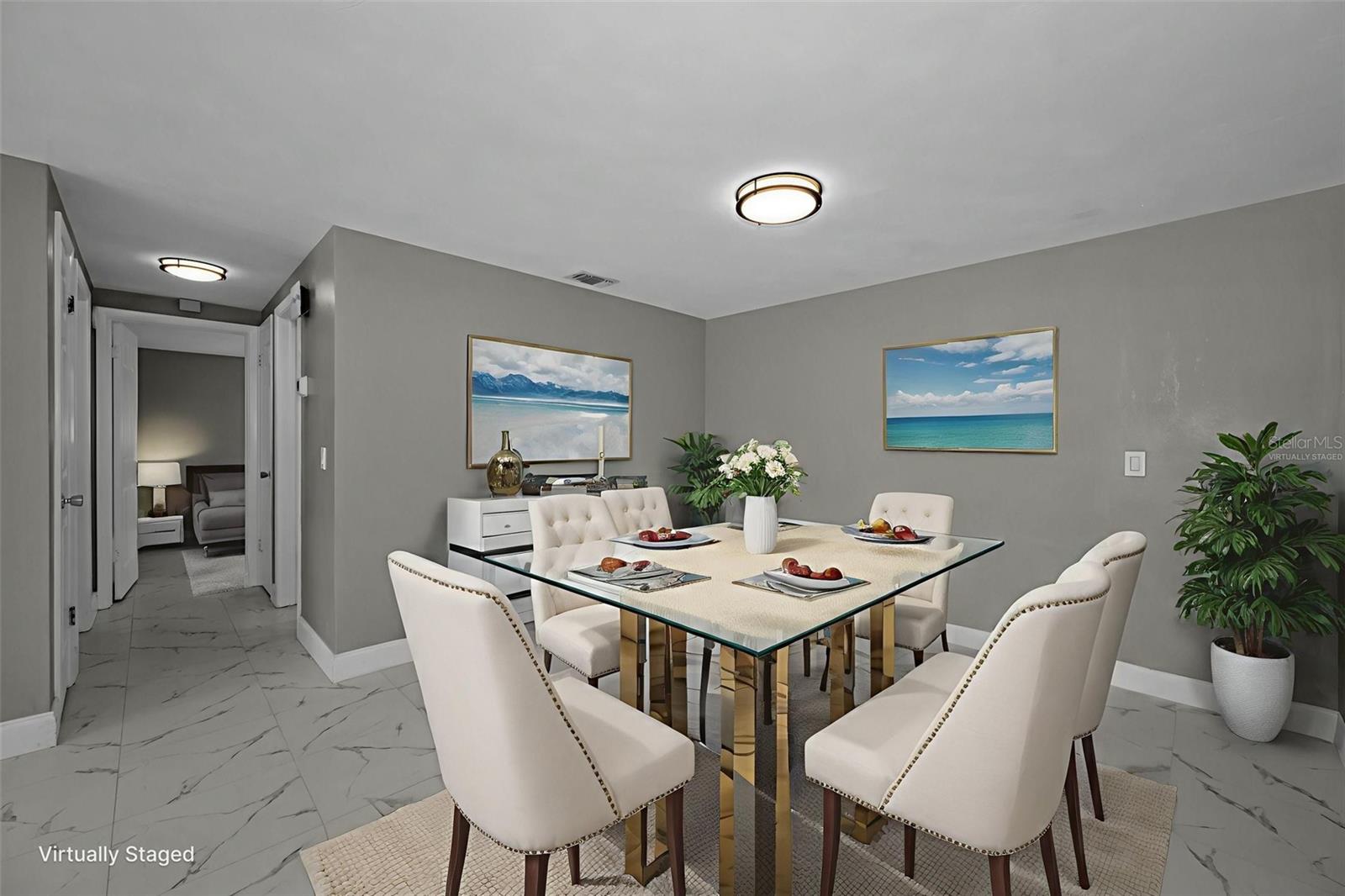 Virtually staged for visualization; The furnishings and décor shown are for illustrative purposes only.