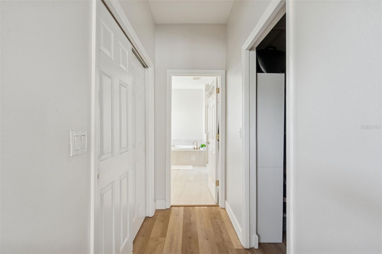 Two generous and separate closets in primary suite.