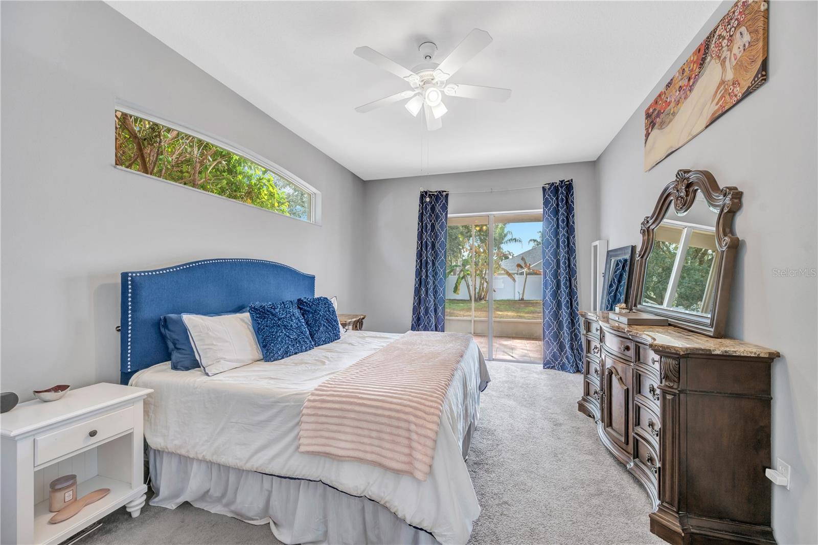 The primary suite is located on the opposite side of the home from the secondary bedrooms.