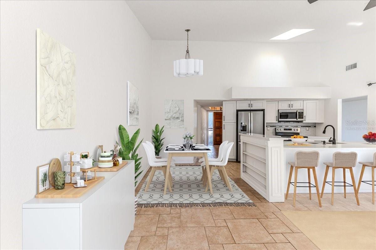 Virtually Staged Breakfast Nook & Kitchen