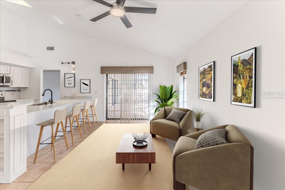 Virtually Staged Family Room