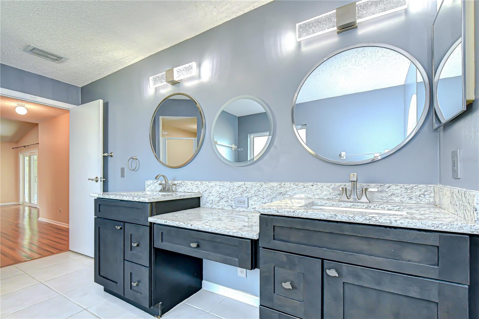 Double sink vanity with make up area!
