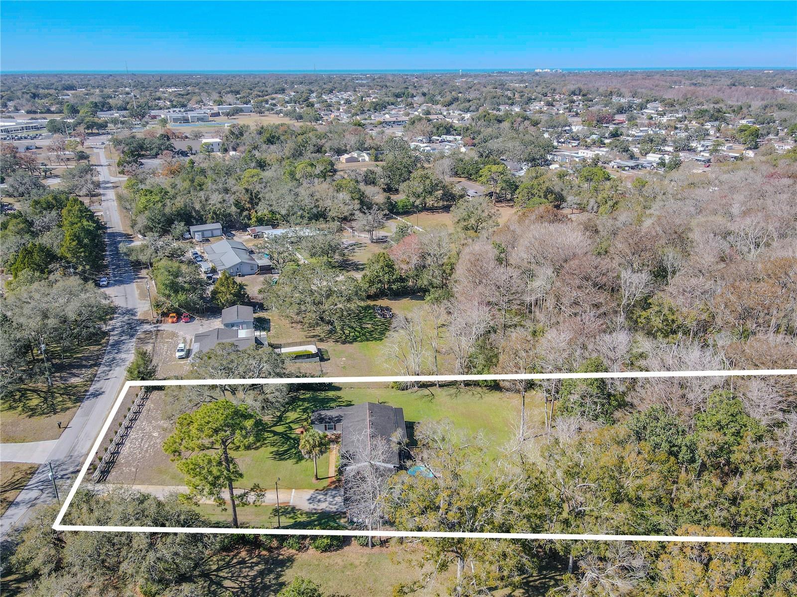 Aerial view and property outline