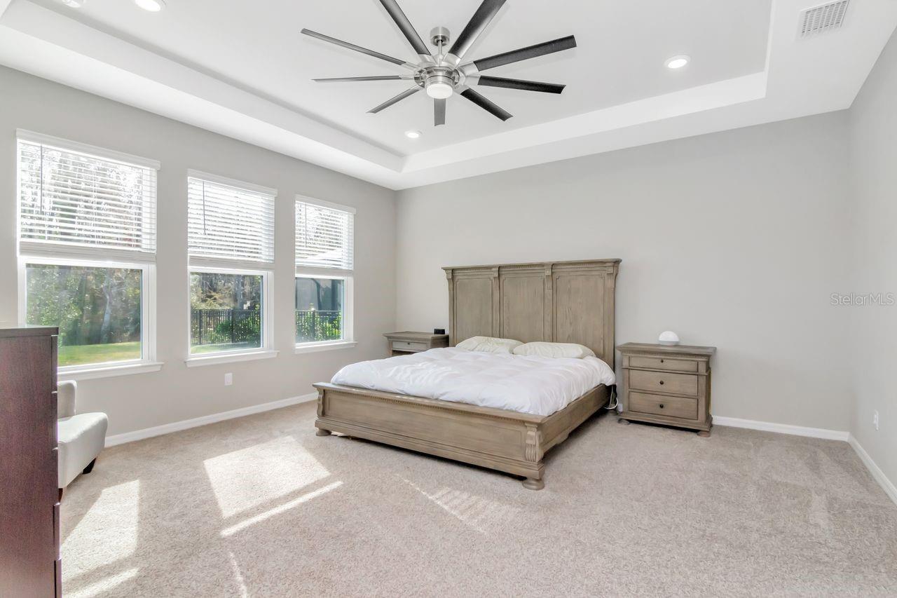 Primary suite with gorgeous water views, tray ceiling, upgraded ceiling fan and premium ensuite.