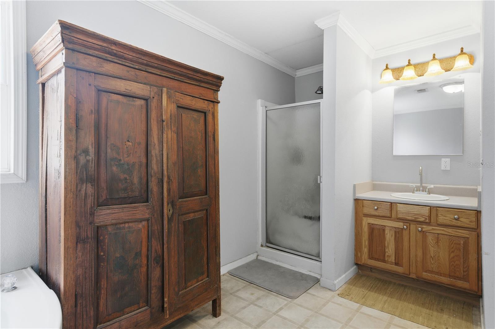 Separate bath and shower in primary bathroom