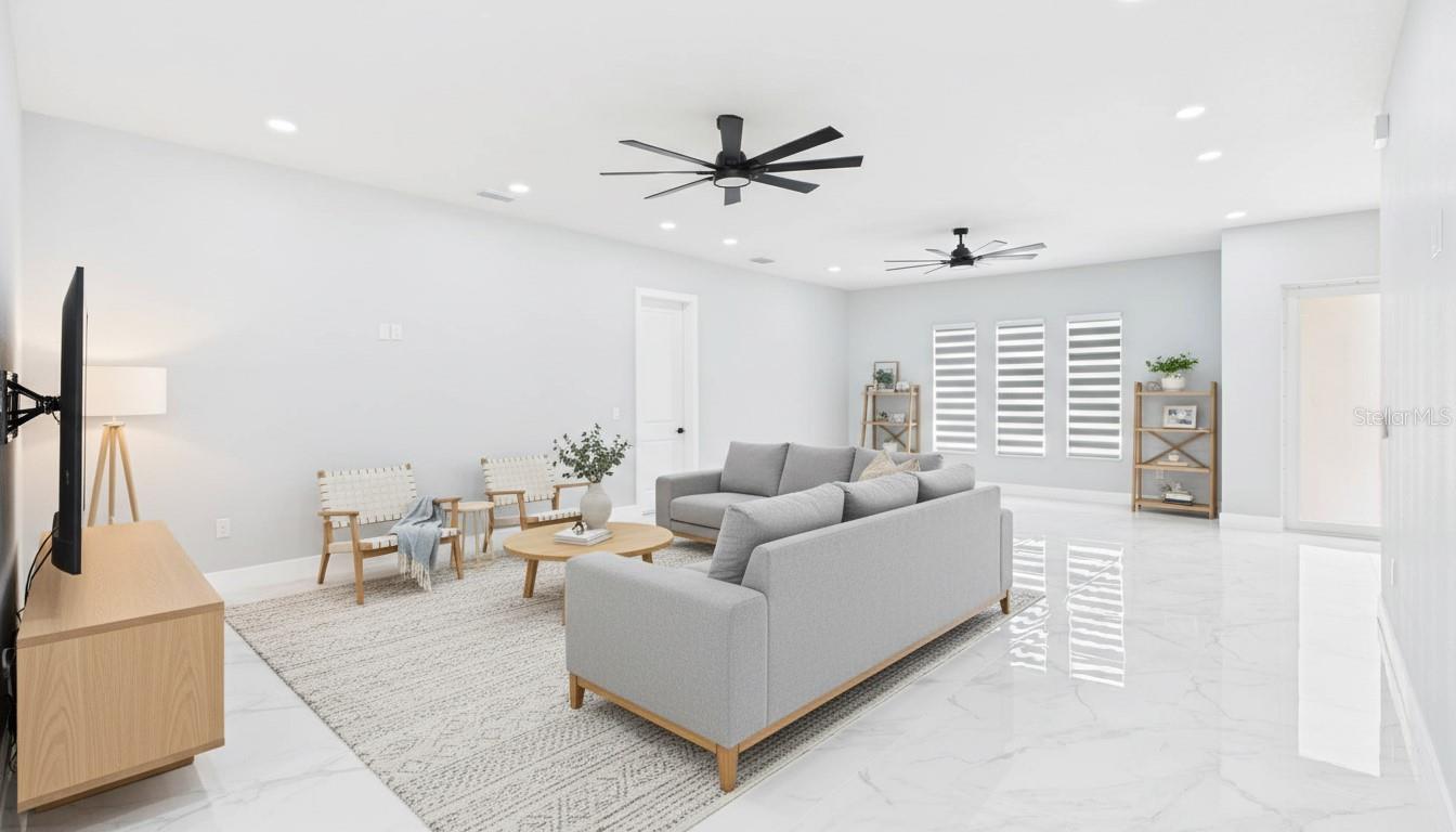 Family room virtual staging.