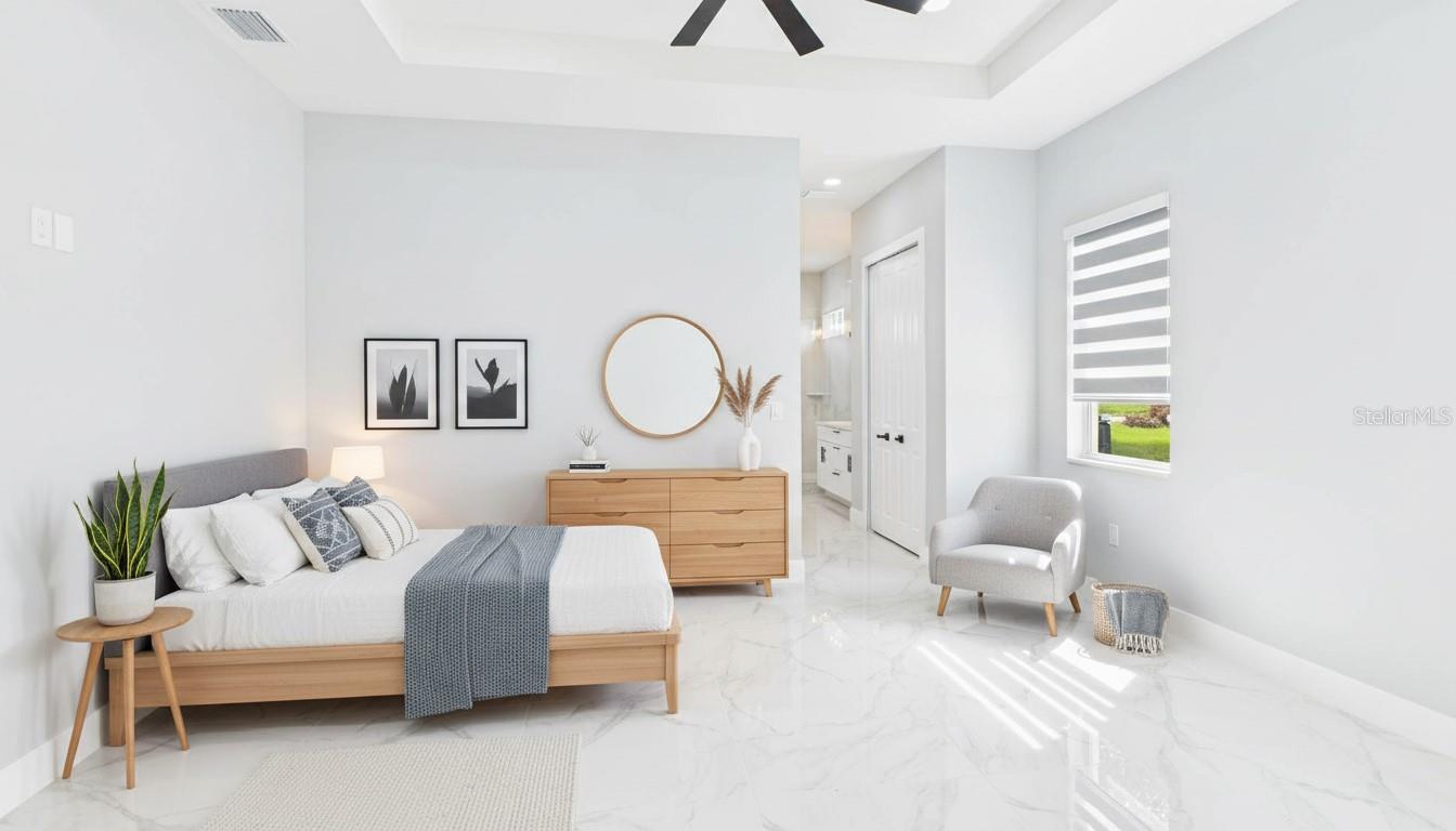 Primary bedroom virtual staging.