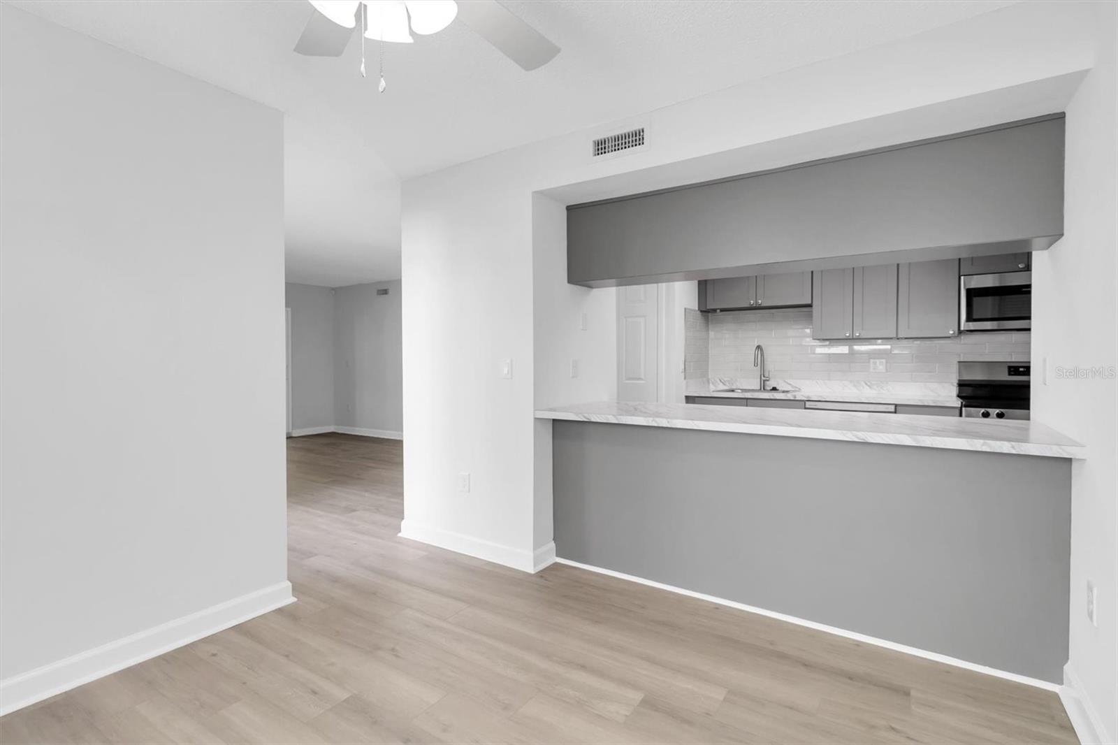 Dining room and kitchen