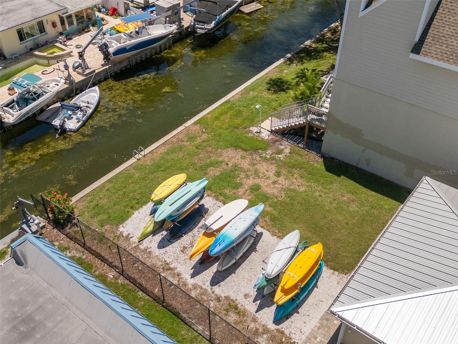 Kayak rack and storage offered to owners, first come first base at an additional cost.