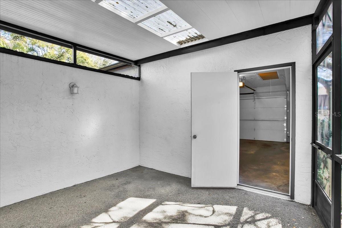 Courtyard leading to garage