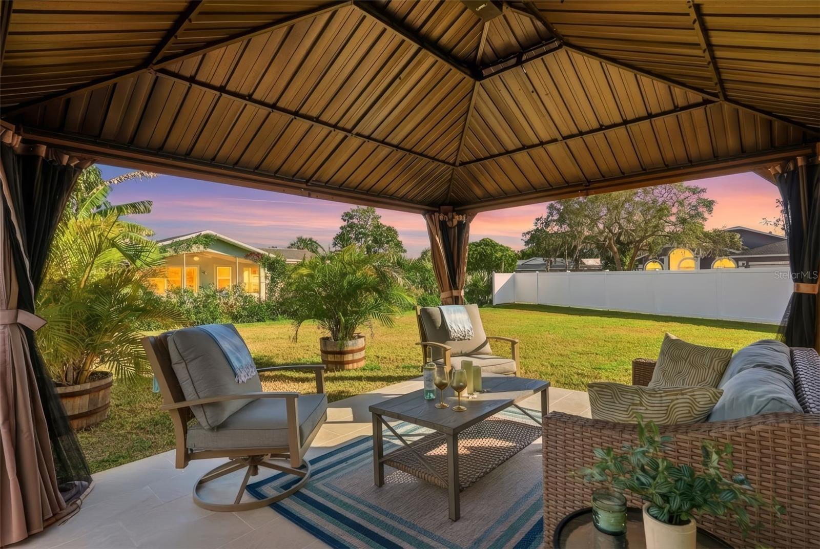 Tiled floor pergola.