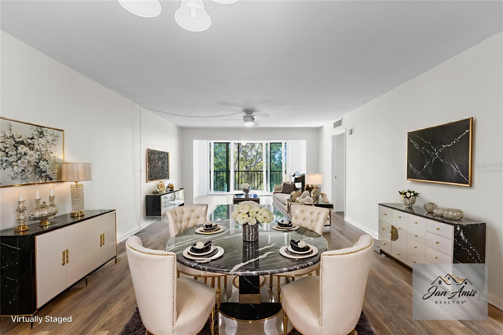 Virtually staged dining area