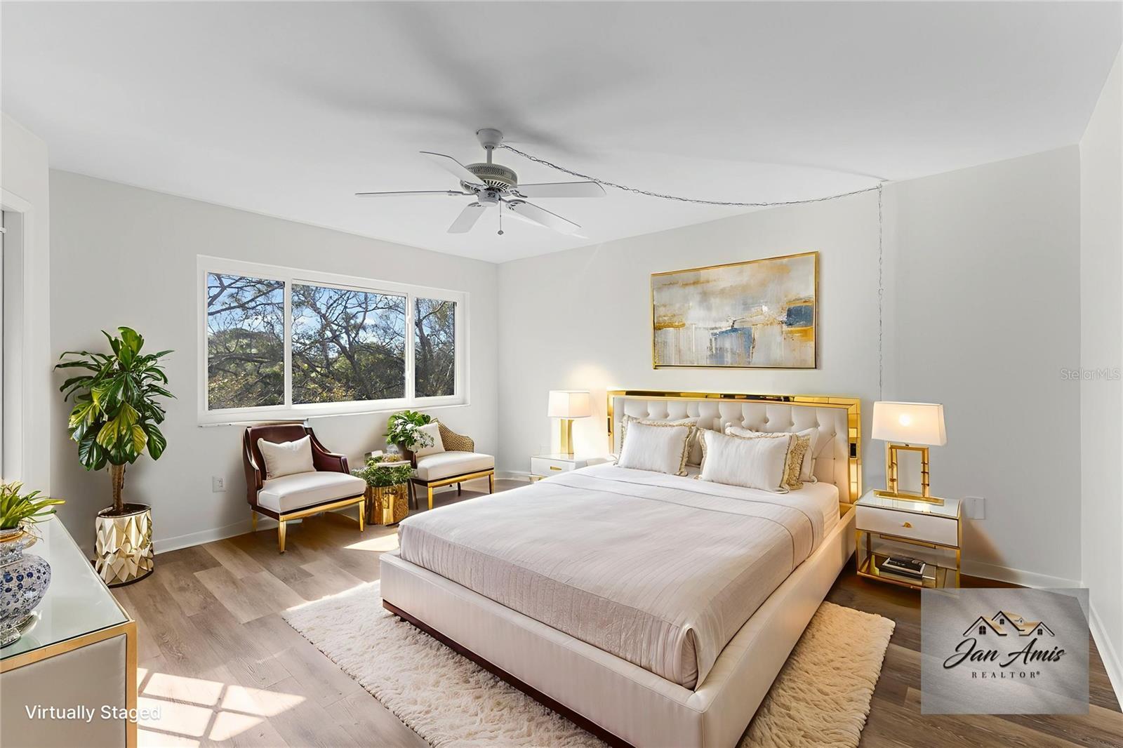 Primary bedroom virtural staged