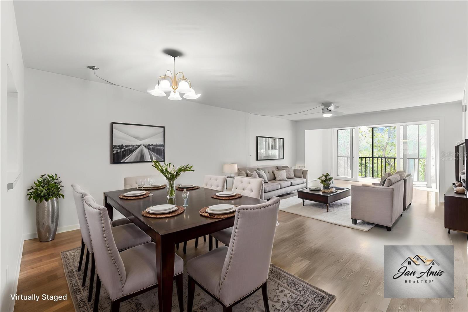 Virtually staged dining living room