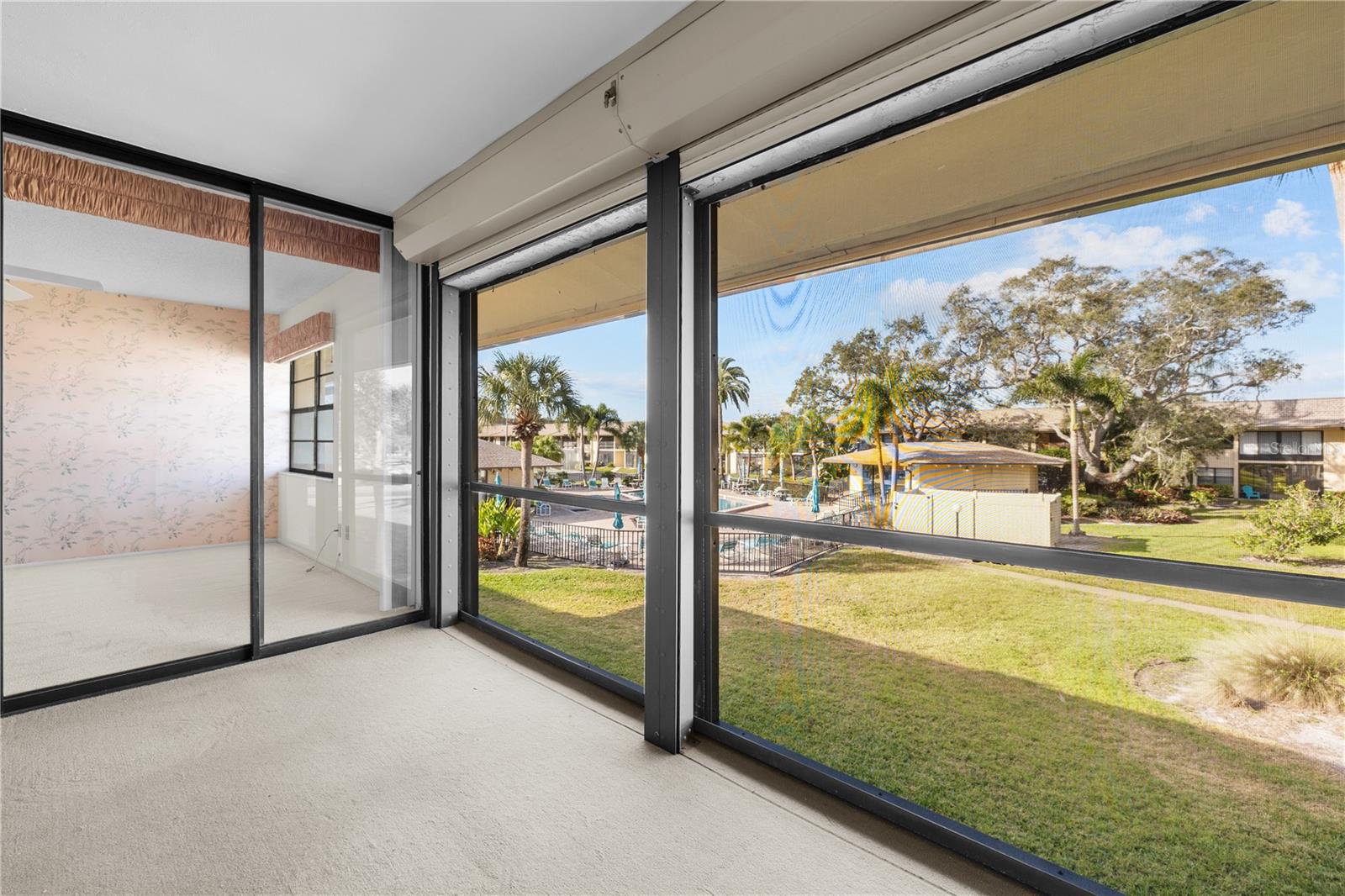Screened patio with hurricane shutters