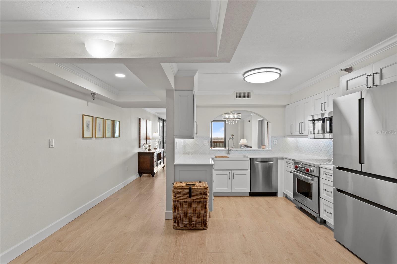 Just beyond the kitchen...