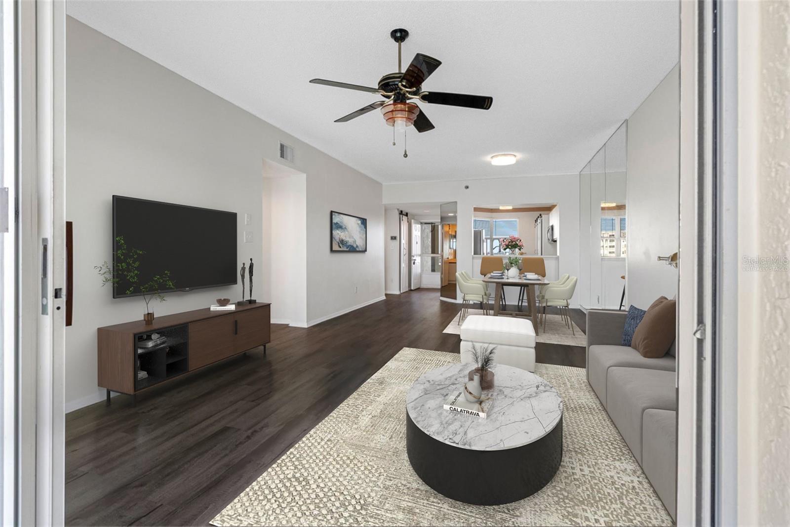 Virtually staged spacious one bedrom condo with the best views available in the area