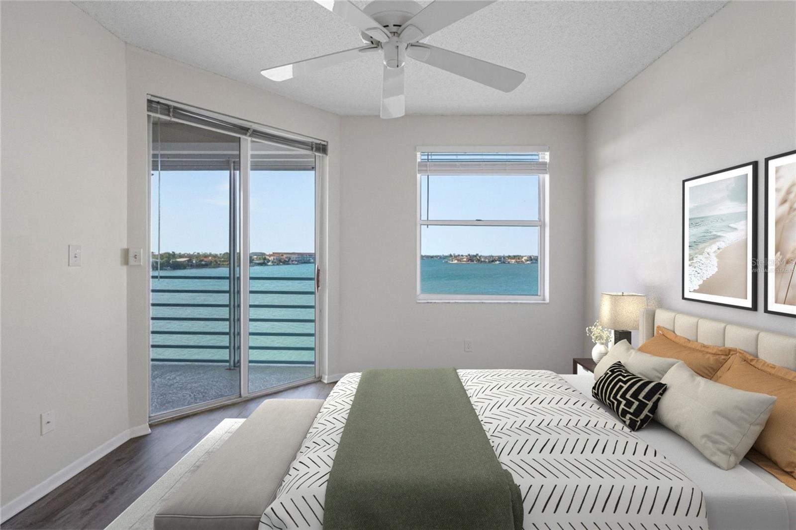 Virtually staged bedroom with ensuite bath and large walk-in closet.