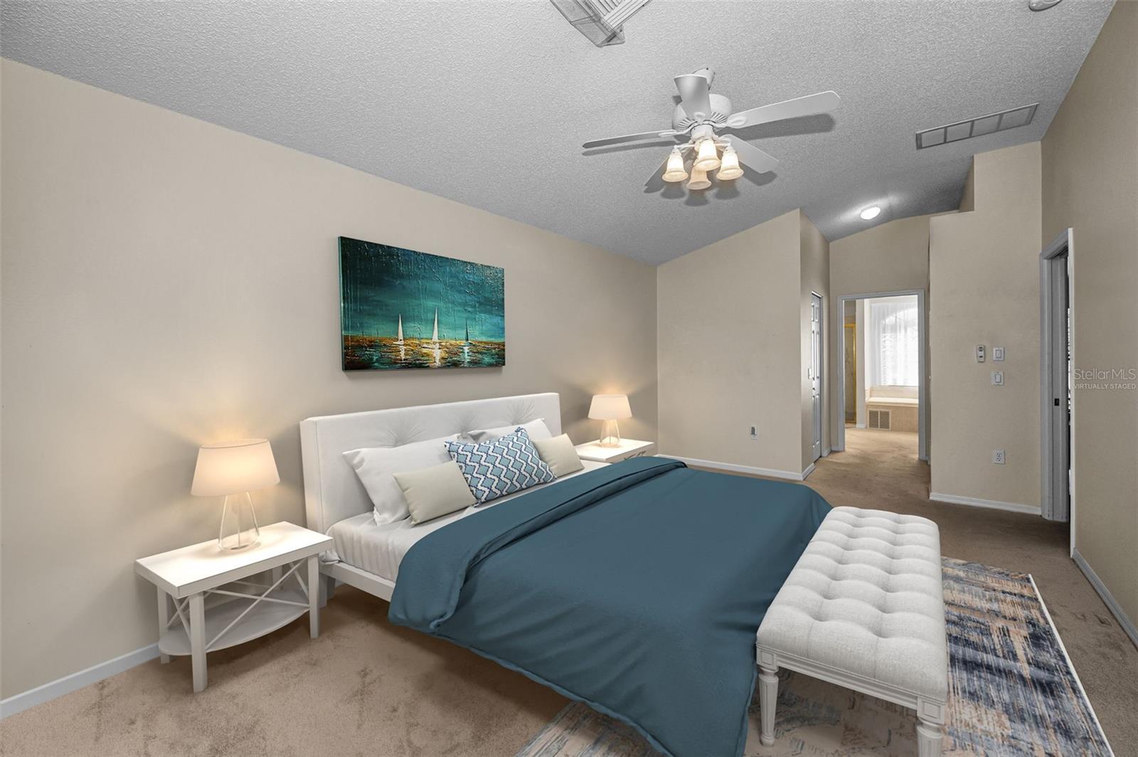 Primary bedroom virtually staged