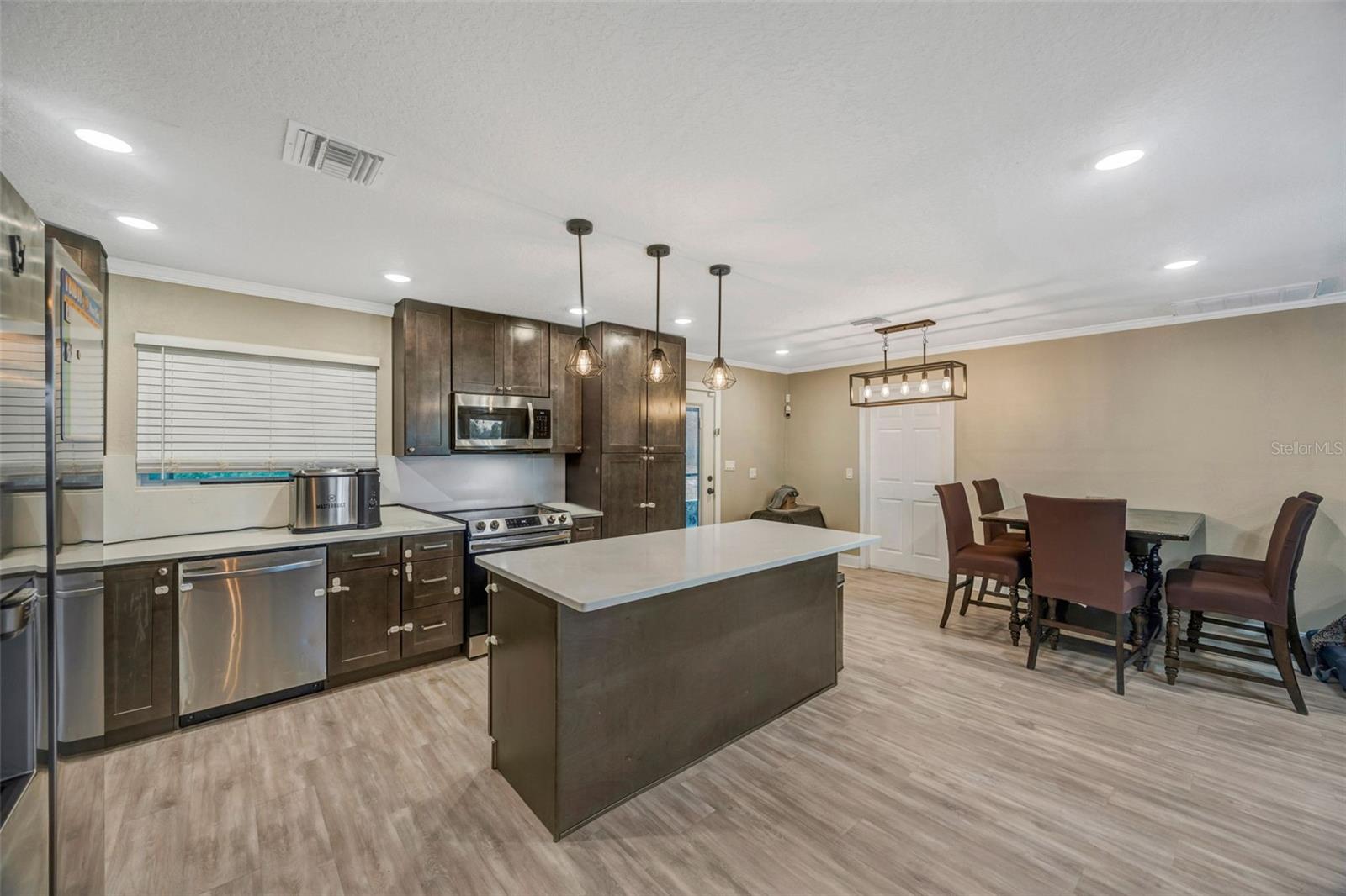 View of kitchen.dining from hallway