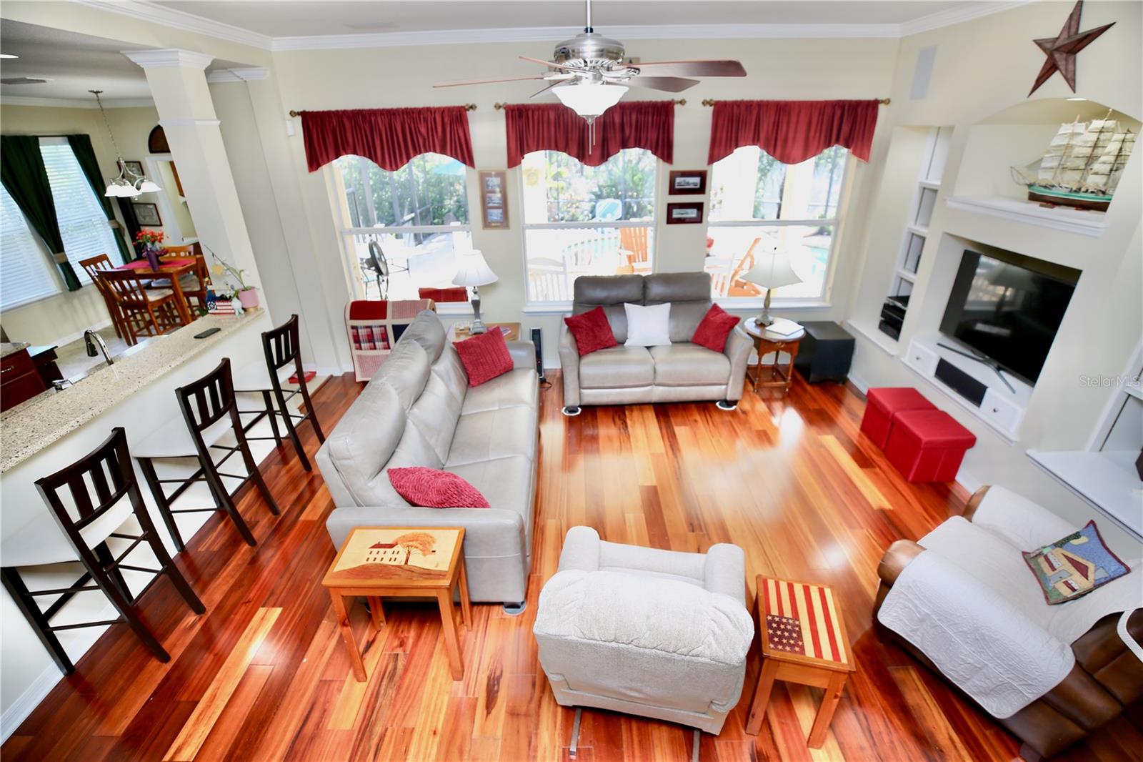 view of great room from the stairs