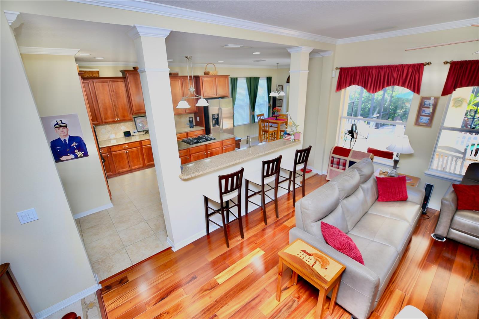 view of the kitchen from the stairs