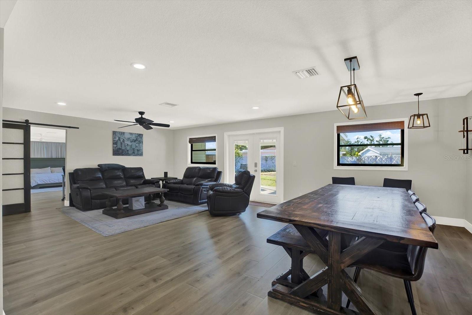 Family room and dining room