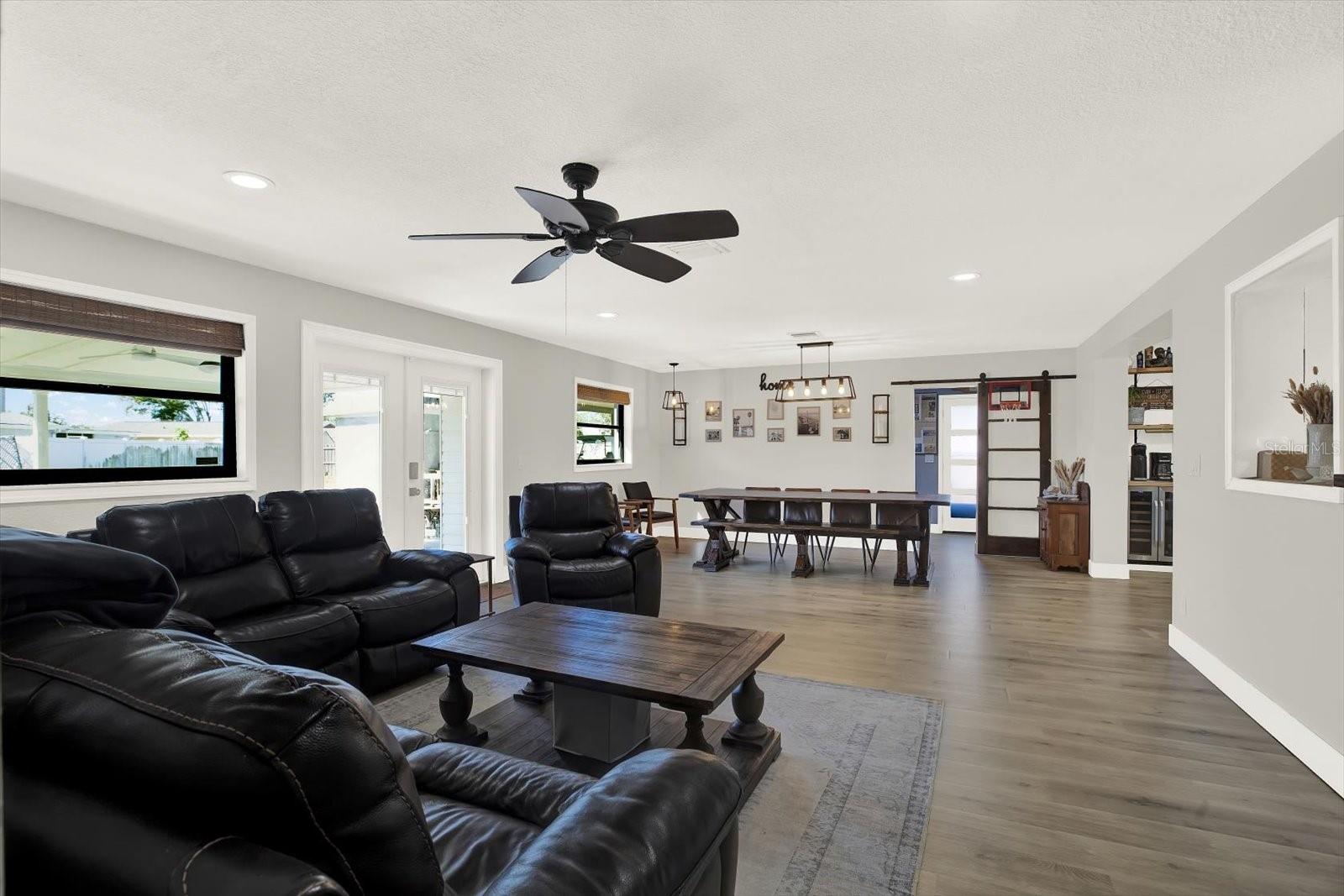 Family room and dining room