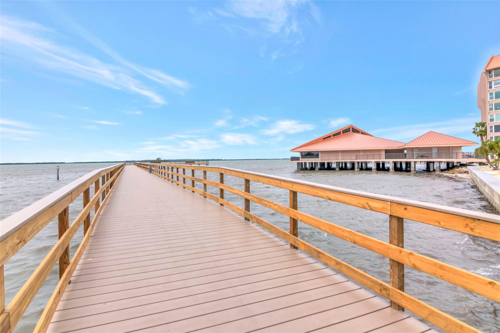 South Pier with Waterfront Clubhouse on the right.