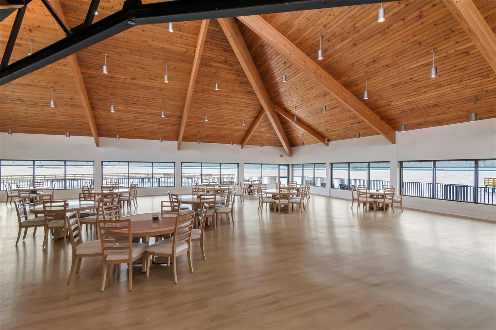 Interior Shot of the Waterfront Clubhouse Dining Room/Reception Hall.