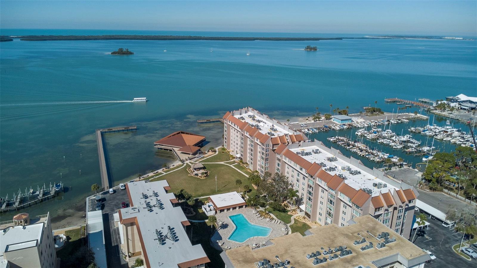 View of complex looking towards the west and Caladesi Island.