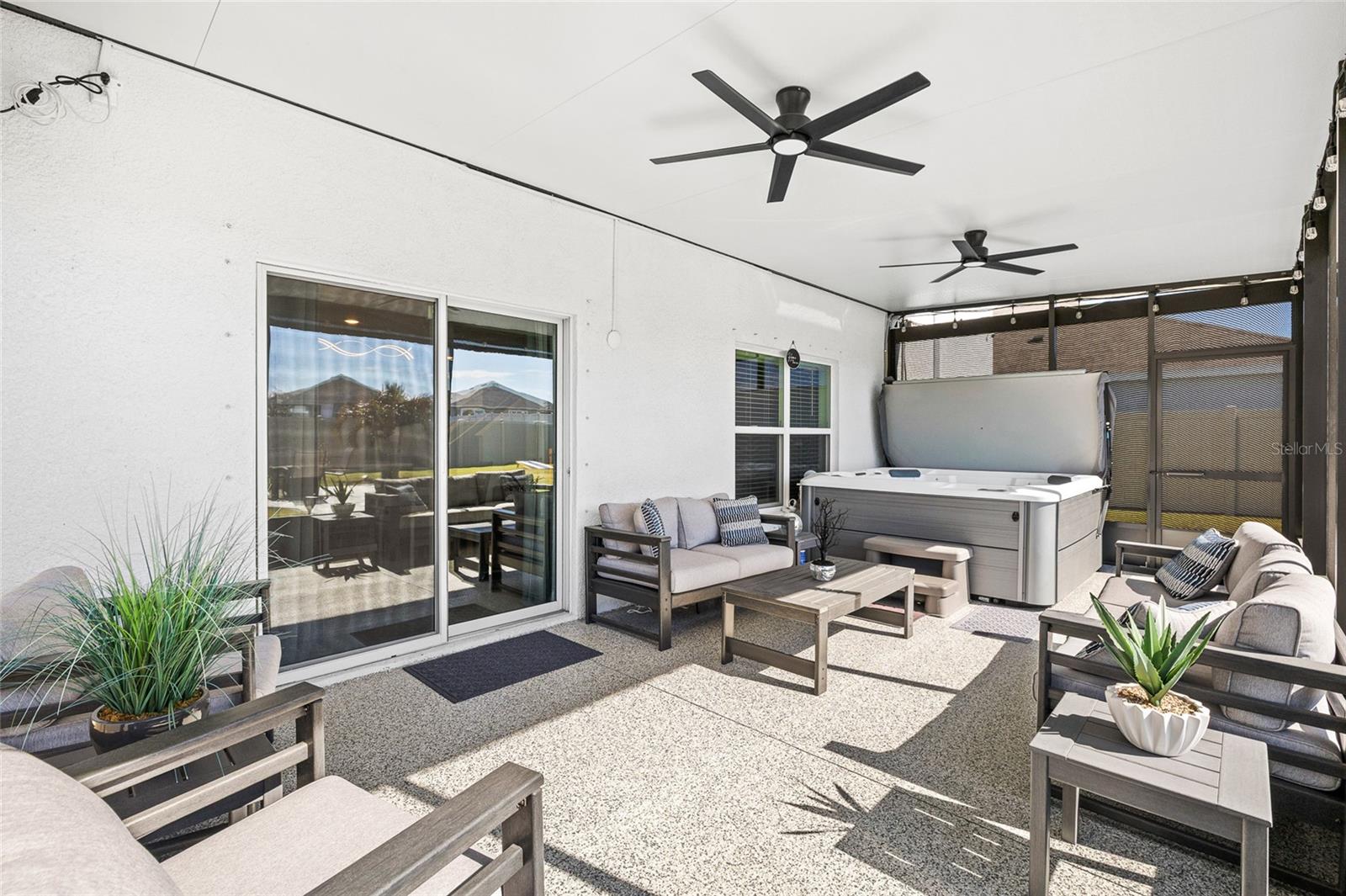 Lanai with Privacy Screens and Polyaspartic Flooring