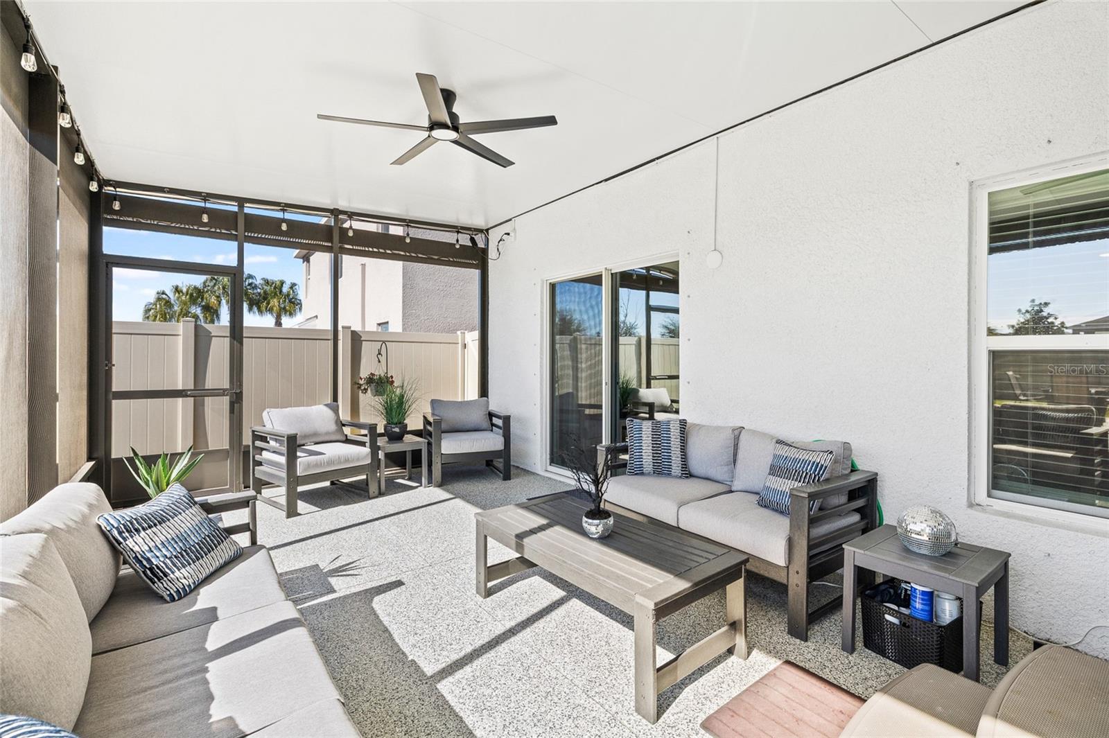 Lanai with Privacy Screens and and Polyaspartic Flooring
