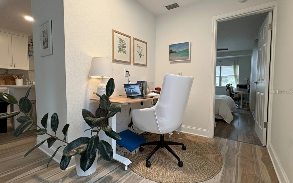 Office previously set up outside second bedroom