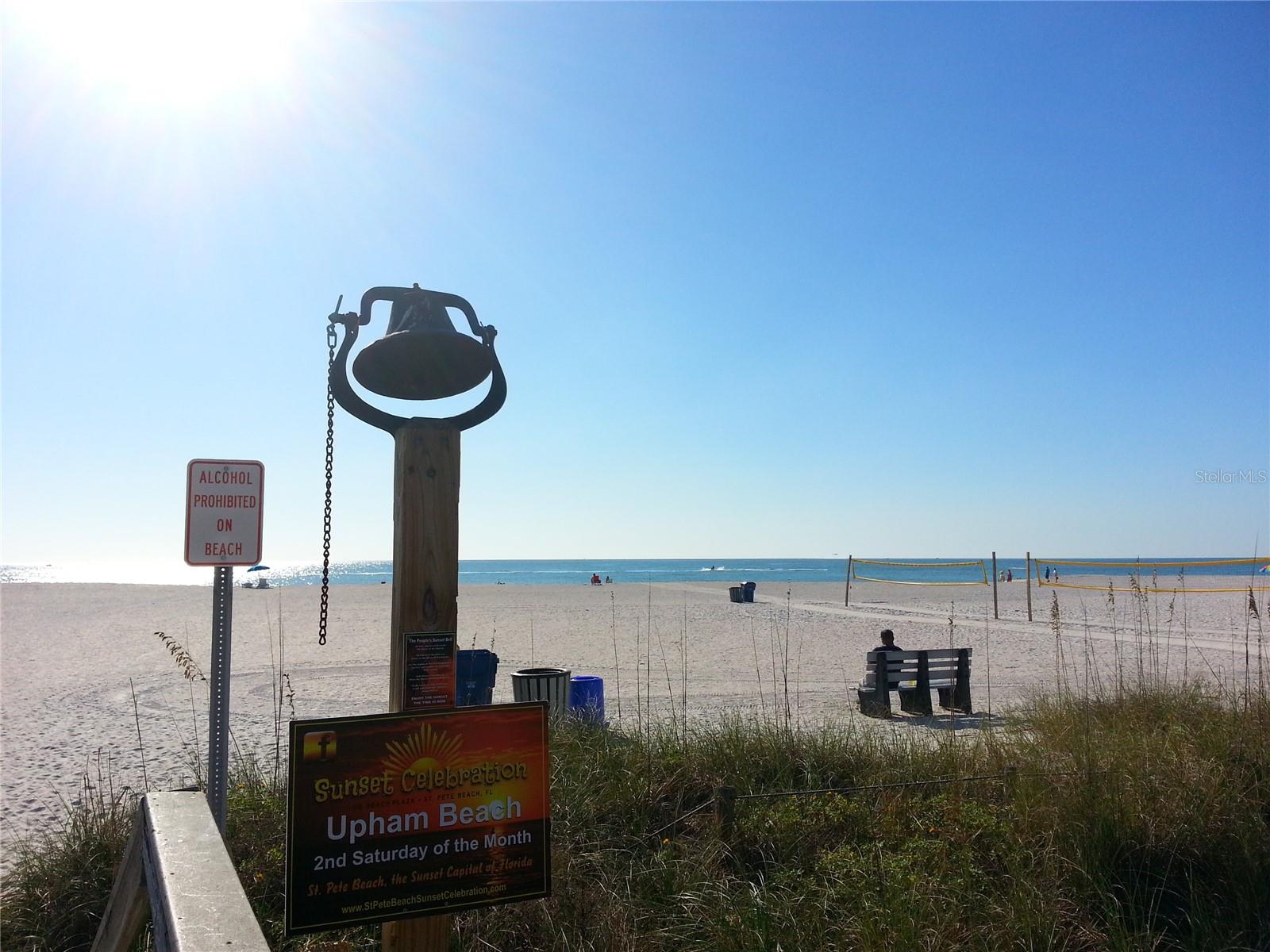 Sunset bell at Paradise Grille on St Pete Beach. Easy walk from the unit.
