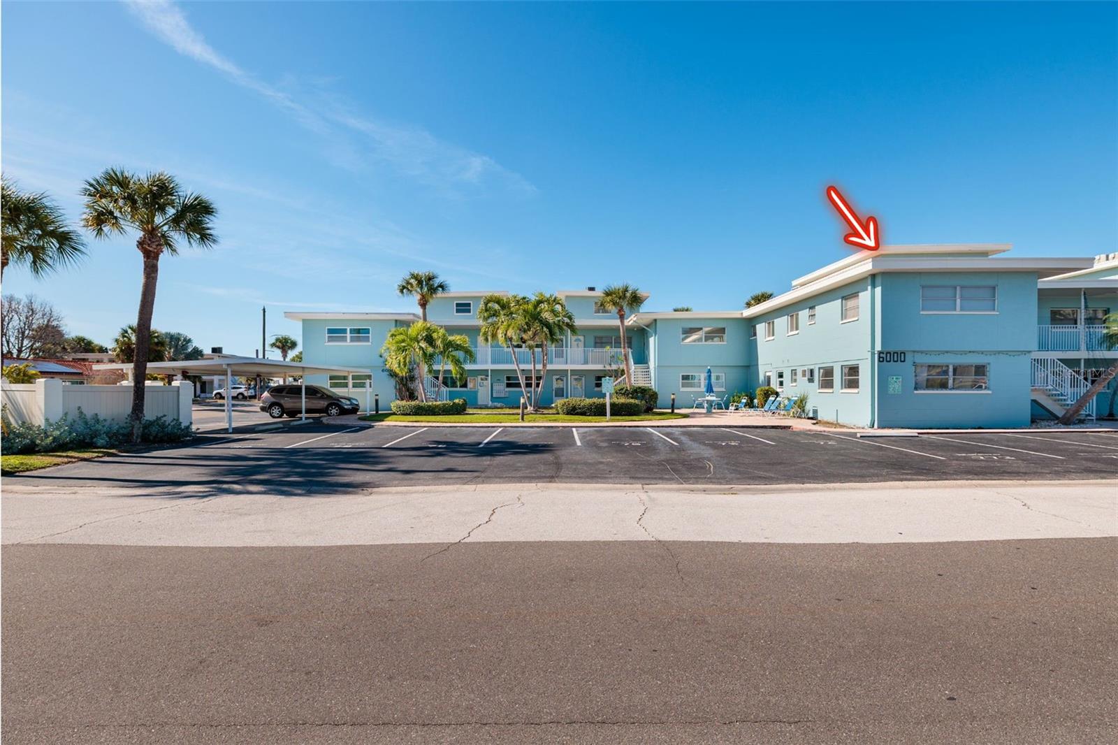 Corner top floor unit.