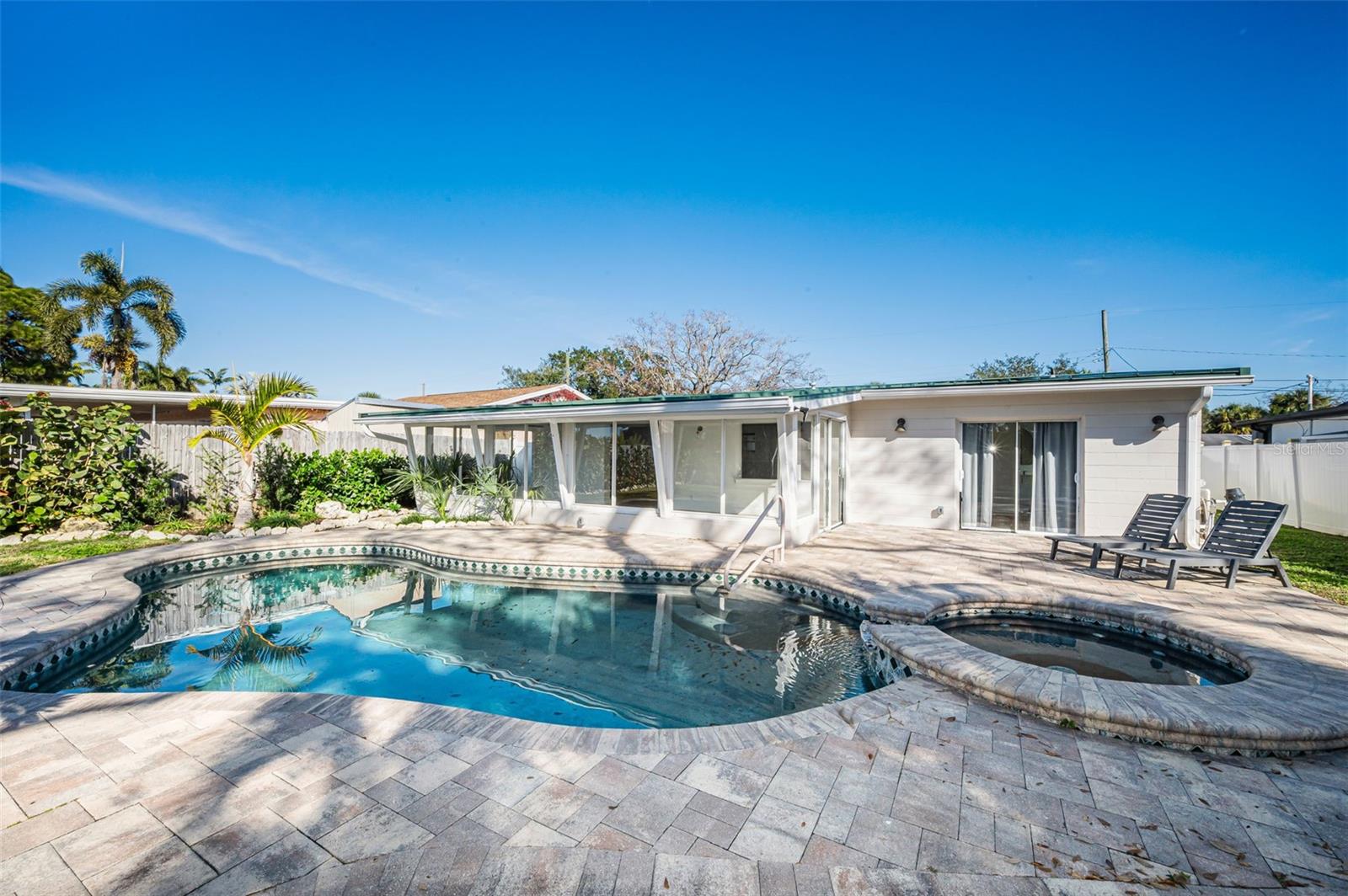 Backyard pool and spa