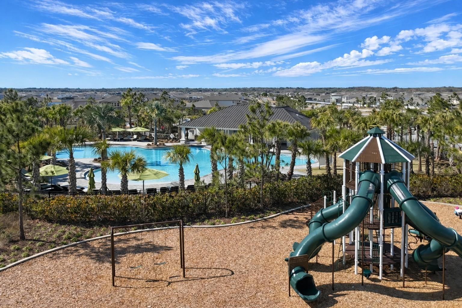 Amenities include a swimming pool, clubhouse, picnic areas, dog park, playground, basketball courts, and pickleball courts.